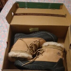 Tan and Black Winter Boots with Fur Lining